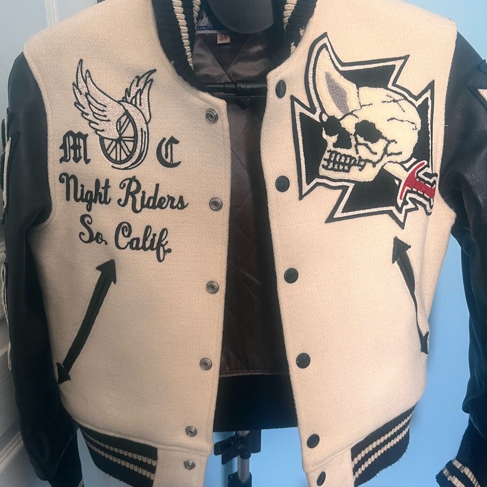 Men's Black and White Varsity Jacket